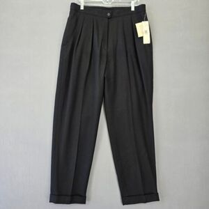 Rena Rowan Saville Black Wool Pants NEW $104 Women's Size 14W Cuff Ankles Pleats